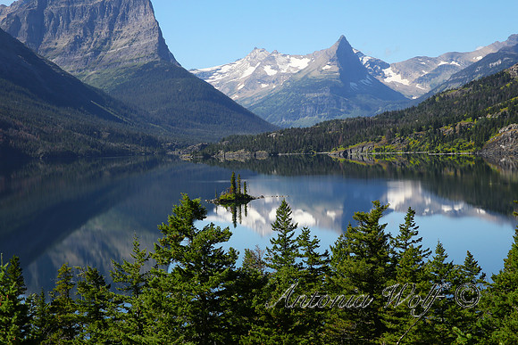 Reflection St. Mary's Lake with Goose Island