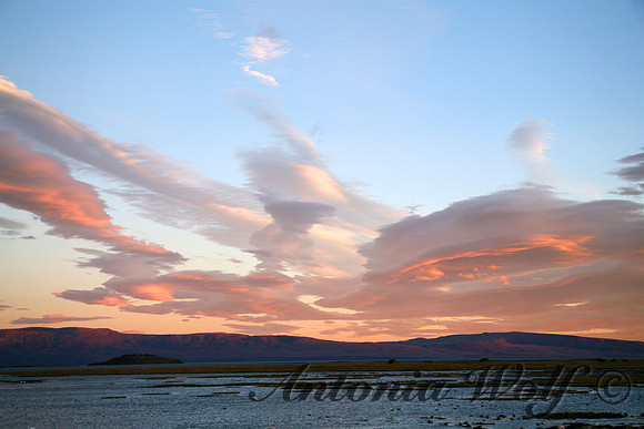 Sunrise across Calfate Lake