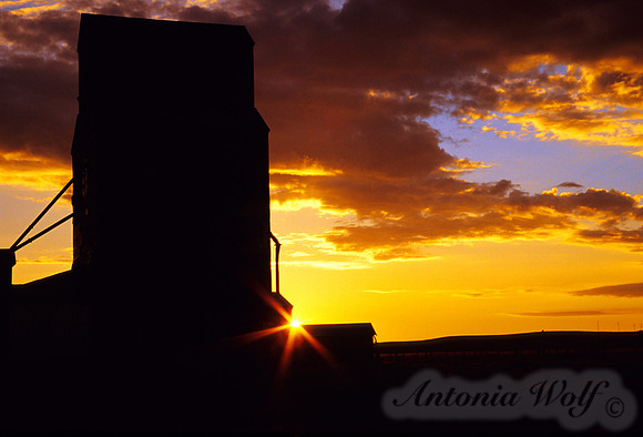 Grain Elevator under the Setting Sun Eastern Montana